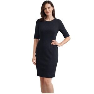 M.M. LaFleur Black Knee Length Sheath Dress Size 6 Half Sleeve Minimalist Office